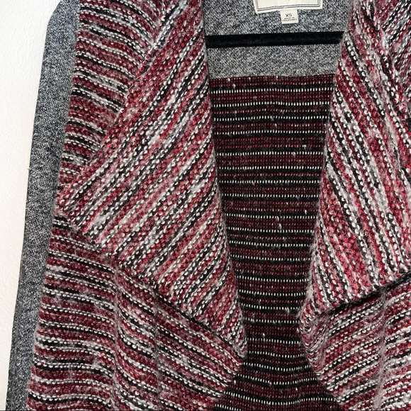 Lucky Brand Red & Gray Marled Knit Open Front Waterfall Cardigan Xsmall Women’s - Picture 3 of 13